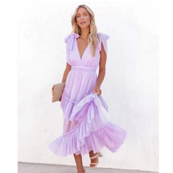 Vici Dresses & Skirts - BRAND NEW without tag, Carrie In Paris Tiered Tulle Maxi Dress - Lavender VICI